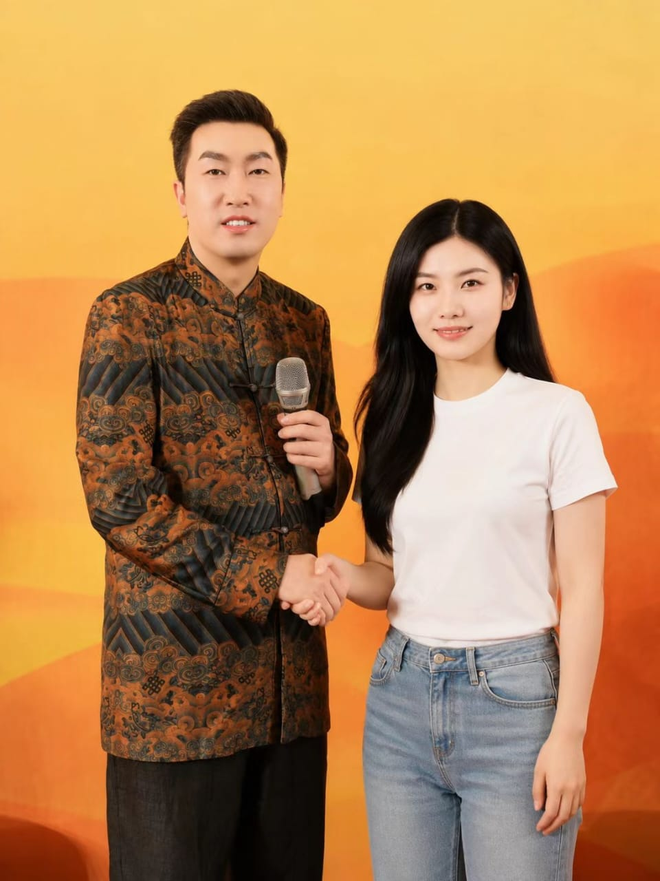李美容服务老师与周文强老师合照